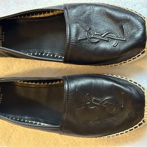 New YSL black leather espadrilles